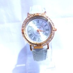 STRADA Women’s Watch Austrian Crystal White Band SPLASH WATER RESISTANT