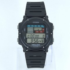 NOS CITIZEN D170-314395 “AMBULANCE” WR 10BAR VINTAGE DIGITAL WATCH JAPAN 1983