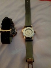 PINDU Roulette Dial Automatic Watch Gold Tone Case Black Leather Band 40mm 3ATM