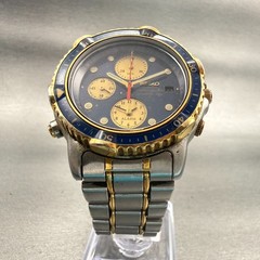 Seiko Sports 150 Chronograph Watch Men 39mm Blue Dial Two Tone Date New Batt