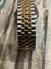 Sharp Vintage Mens Quartz Watch SR626SW Day & Date & Gold Silver Expandable Band