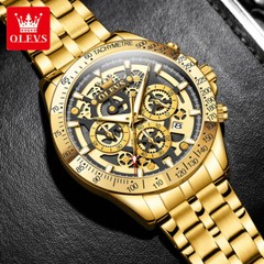 Waterproof Quartz Luminous OLEVS Business Luxury Men Watch Date Strap Gold Watch