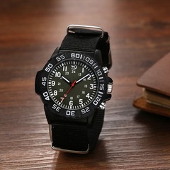 Mens 12/24H Nylon Band Wristwatch Arabic Numerals Dial Analog Quartz Nylon Strap