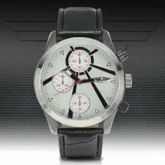 NEW Deporte 14075 Men’s Beacon Chronograph Off White Dial Leather Watch art deco