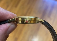 Vintage Armitron Snoopy Peanuts Mens Watch 32mm 1958 Gold Tone Embossed