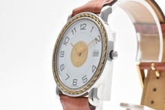 [Excellent+5] HERMES Serie Men’s Quartz Watch Unisex White Dial 30mm Date Japan