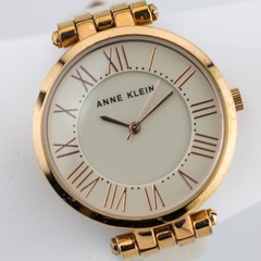 ANNE KLEIN AK/2618 Genuine Leather Quartz Analog Women’s Watch New Battery