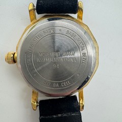 Carriage by Timex Womens Watch Gold Tone Decagon Mother of Pearl Black Leather