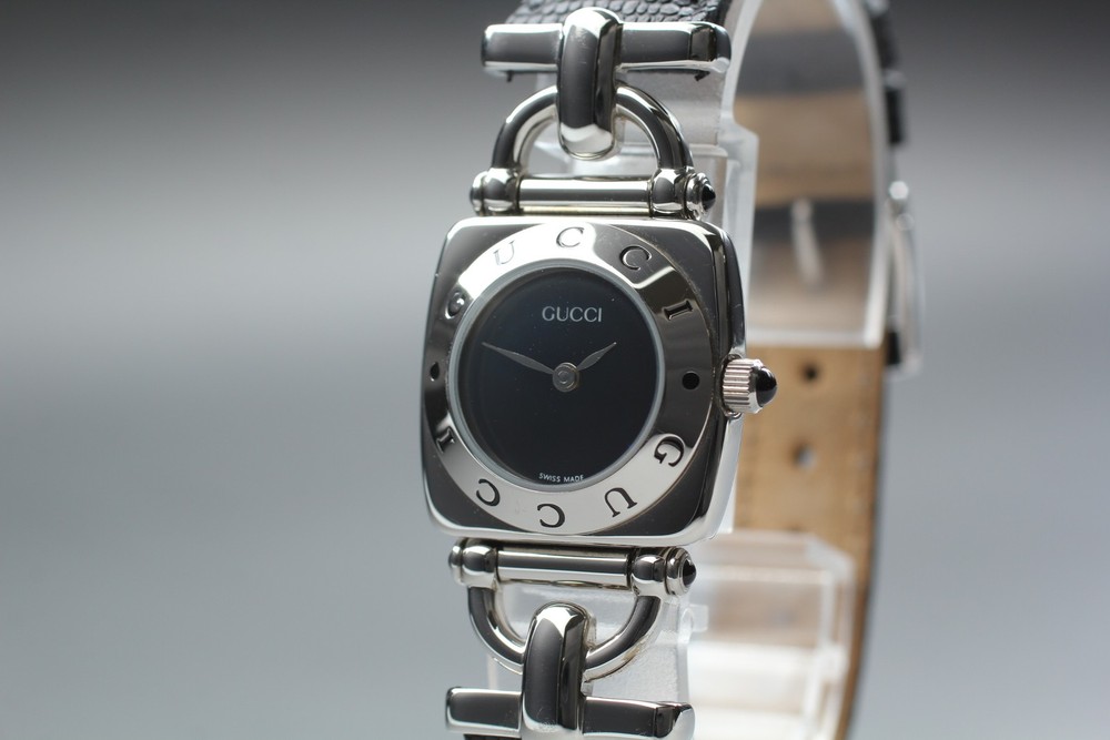 Gucci 6300L Horsebit Silver Women’s Watch 22mm Black Dial Quartz [Near MINT]