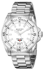 GUCCI Men’s 40mm White Dial & Bezel Dive Watch all Stainless Steel #YA136302
