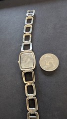 LEI Women’s Silver Tone White Dial Clasp Quartz Watch New Battery Runs!