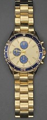VTG Accutime 47mm All SS Gold Tone Japan Quartz Watch Rotating Bezel New Battery