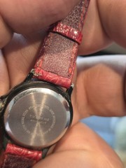 Vintage Alpine Watch Black Dial Red Band Works New Battery C70