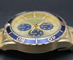 VTG Accutime 47mm All SS Gold Tone Japan Quartz Watch Rotating Bezel New Battery