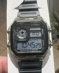 Synoke 9619 Transparent Green Digital Homage to Men’s Casio Royale Bond Watch