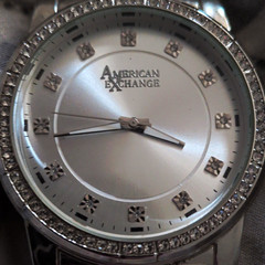 American Exchange Women’s Dress Analog Quartz Silver Tone Bracelet Gem-Set Bezel