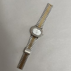 Vintage Vernier Two ton Matel Band Mother Of Pearl & Crystal Ladies Watch