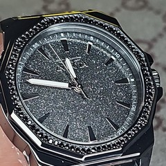 Invicta Speedway Quartz Octagon Watch Black SS Bracelet Glitter Dial 30m, Box