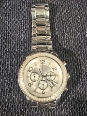 Silpada Watch Stainless Steel Silver CZ Baguettes Finishing Touch 41mm