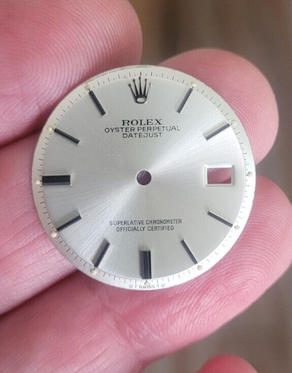Rolex Silver Sigma datejust black lacquer top 1601 pie pan dial for St. steel