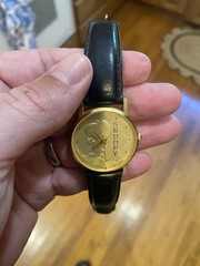 Vintage Armitron Snoopy Peanuts Mens Watch 32mm 1958 Gold Tone Embossed