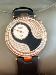 Women’s Burgi BUR155 Diamonds Mother Of Pearl Dial Crystal Bezel Leather Watch