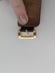 Celine Paris gold tone brown leather strap watch swiss made