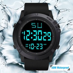 Men’s Military Digital Watch LED Screen Sports Large Face Wristwatch Waterproof