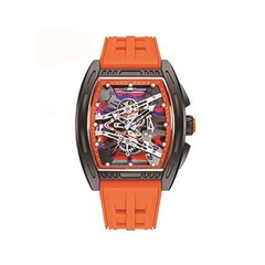 Skeleton Dial Men Quartz Watch Silicone Strap Casual Fashion Wristwatch