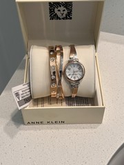 Anne Klein Women’s Quartz Analog Watch & Bracelet Set, Rose Gold/Silver, Box