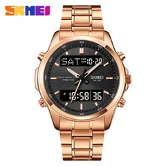 NEW Men Quartz Watch Silver Steel Digital Wristwatch Male Sport LED Watch Gifts