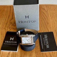 Heritor Automatic Frederick Leather-Band Watch – Silver / Black