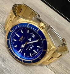 Invicta Master of the Ocean Men’s Quartz Blue Dial Gold Steel Bracelet Date