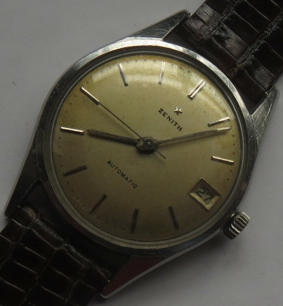 Zenith Automatic Bumper date mens wristwatch steel case screw cap