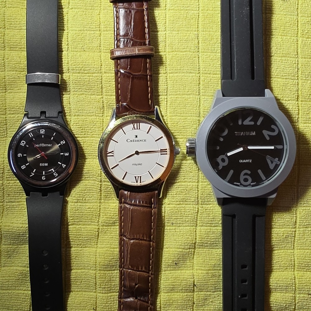 Watch Lot (3) Credence, Performer, Titanium Right Hand Watch – Working