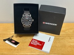 Wenger Men’s Urban Classic Black Sunray Dial Stainless Steel Mesh Bracelet Watch