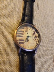 Unisex Genuine Leather double wrap bracelet Piano Note Musical Wrist watch