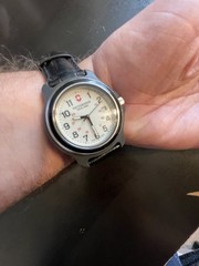 Victorinox Swiss Army Officers Men Date Silver Tone Quartz 44mm Watch 8 1/2″