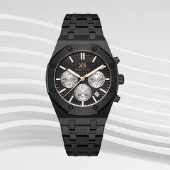 Kenneth Scott Men’s Multi Function Watch | Black Dial, 42mm, 30 m (3 ATM)