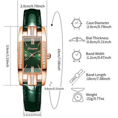 2Pcs Women’s Rectangle Quartz Watch Set Leather Band Fashion Wristwatch No Box
