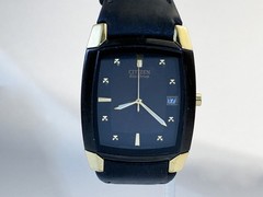 Excellent Citizen Eco Drive Mens Black & Gold Date Formal Dress Watch BM6574-09E