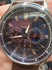 CITIZEN Eco-Drive Men’s Watch CORSO BU2070-12L Leather Band Midnight Blue Dial