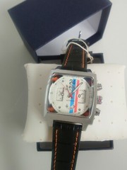 Watch Le Mans Style Steve McQueen Movie Fan New + Boxed Chrome +Leather Strap