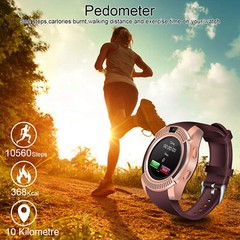 Women Unlocked Bluetooth Smart Watch Phone Camera SIM Call Pedometer Speaker Mic