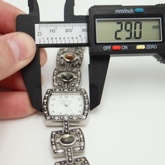 Geneva Womens Silver Tone Opal Watch 29mm Gem Set Bezel Bracelet New Battery