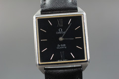 Vintage OMEGA De Ville Cal.1365 Silver Roman Black Push Crown Qz Womens 23mm JPN