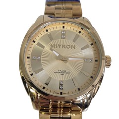 Miykon Mens Gold Tone Quartz Watch Water Resistant 30 Meters Gem Dial Y2E04-2130