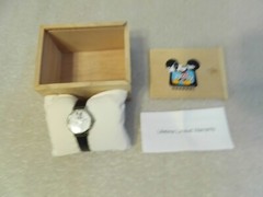 Disney Channel Logo Watch W/Leather Band/Wood Box/Packaging-Never Used