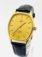 [Exc+5] OMEGA De Ville 1330 Gold Tonneau Push Crown Men’s Qz Watch Used