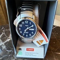 Men’s Timex Indiglo Easy Reader Stretch Band Silver With Blue Face